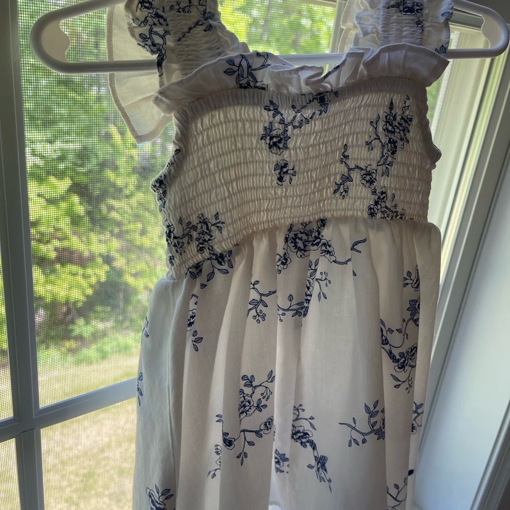 Petite Plume 4th of July Floral White and Blue Kids Dress